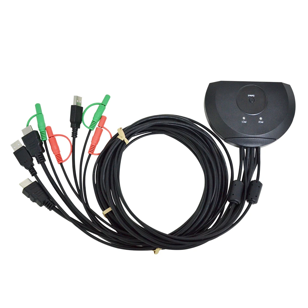 GMAX OEM/ODM 2-Port USB HDMI Cable KVM Switch with hotkeys 7.1 HD Audio Mac Win 4K 60Hz