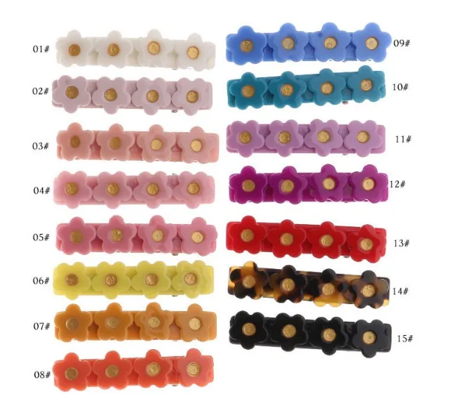 INS -Amazon Hot Sale Acetate Flower Hair clips For Baby Girls Candy Color Acrylic Barrettes Side Hairpins Kids Hairgrips