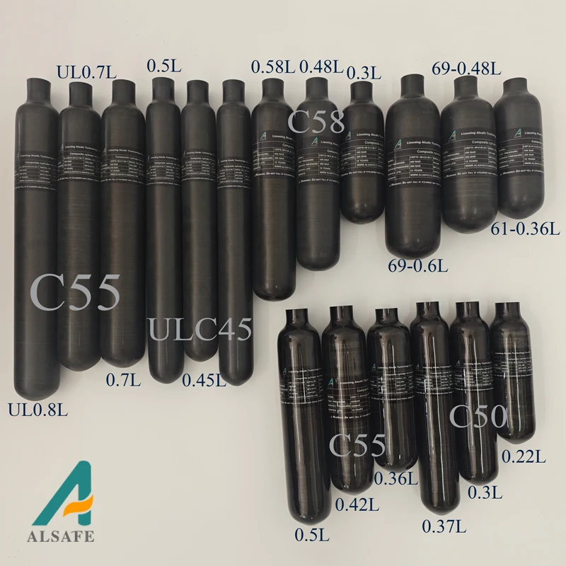 High quality 4500psi carbon fiber Paintball Game use mini air cylinder Gas Cylinder Carbon Fiber