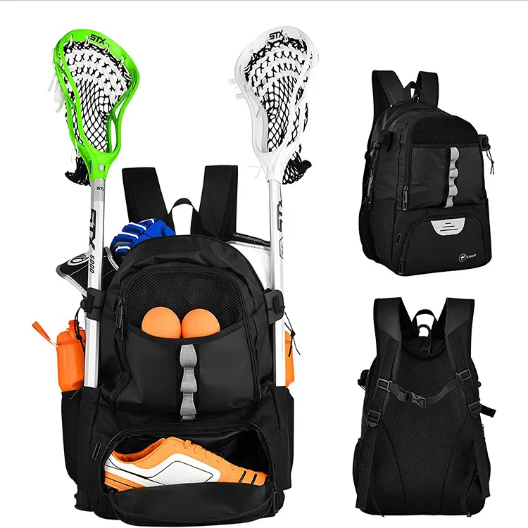 Field Hockey Equipment Shoes Compartment Travel Double Lacrosse Hockey Bag Backpack