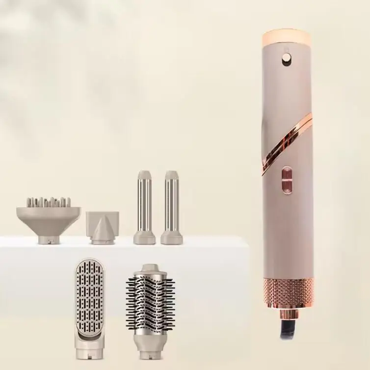 6 in 1 metal Professional Hair Styling Blow Tools Set foldable Hair Dryer Brush Straightener Hot Comb Hair Curler for Home Salon