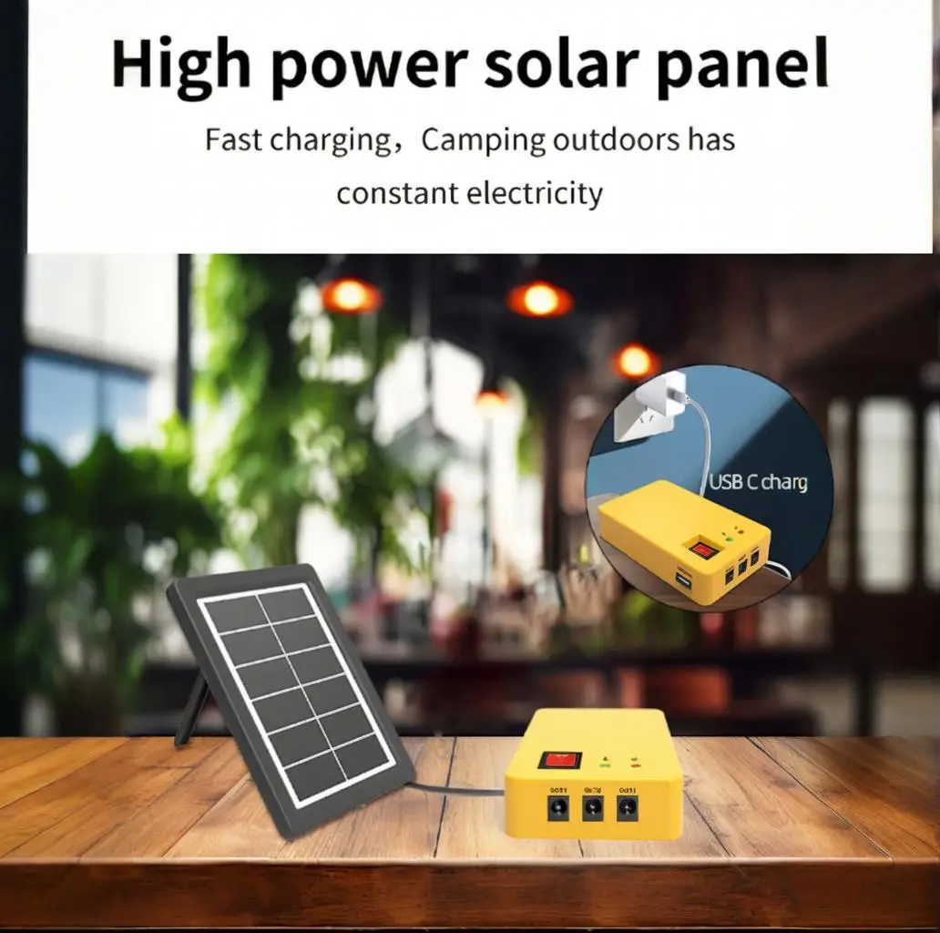 VeRasol certificated mini solar home light kit with 3 bulbs portable solar lighting system  3 bulbs with switch cable