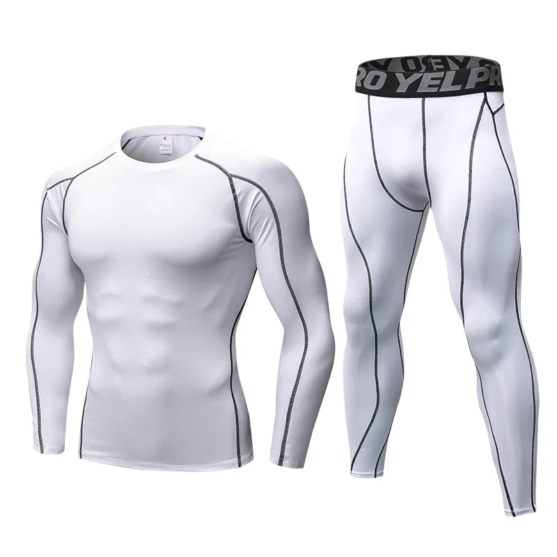 Tight Sports Set Quick Drying Breathable Sweat Fitness Wear High Elastic Color Men Basketball Running Training Clothes