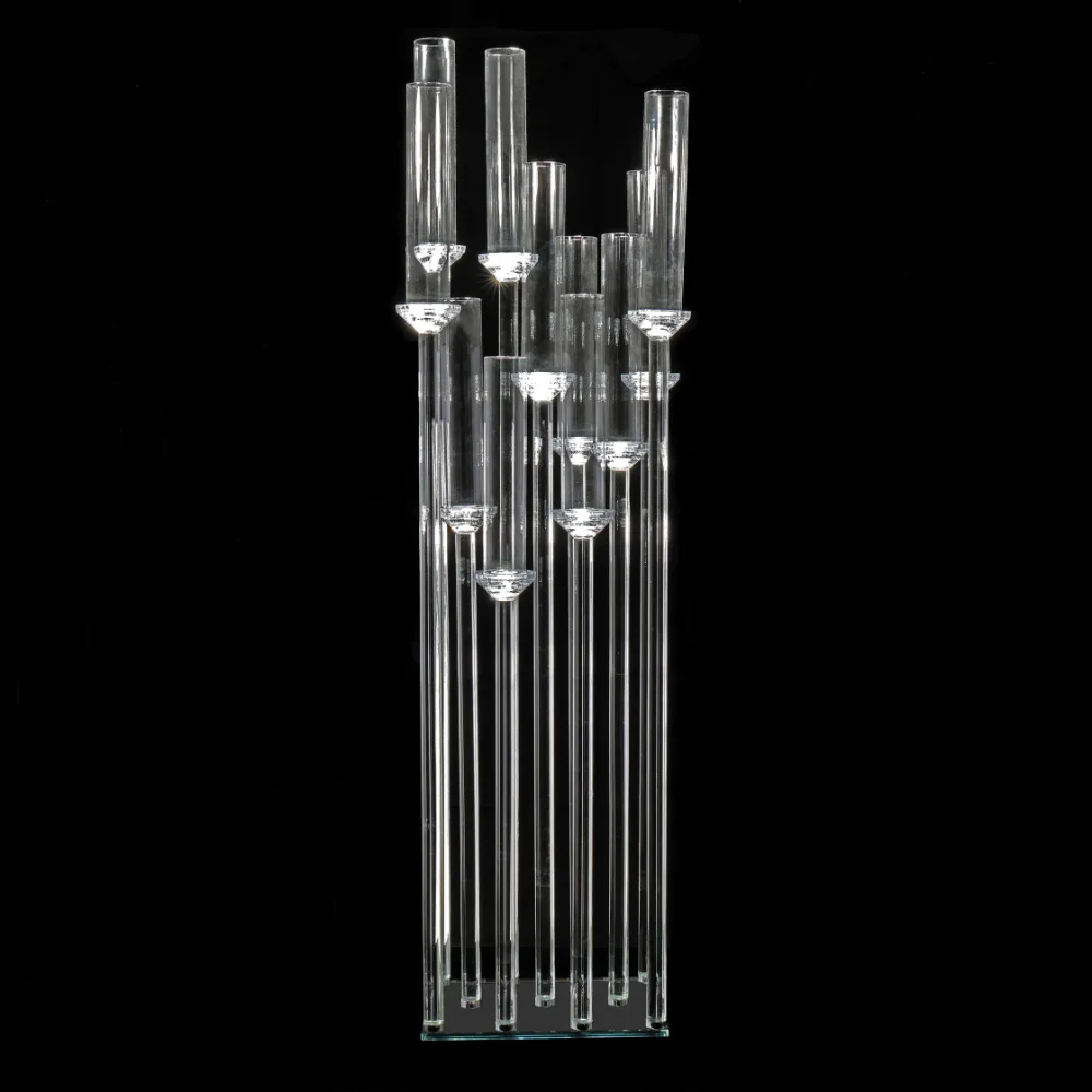 New Design Gold Silver Handmade Candelabra Wedding Centerpiece Transparent Acrylic Crystal Candlestick