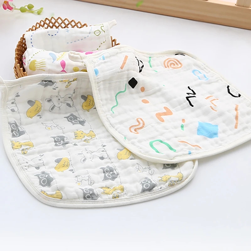 6-Layer Comfortable Cotton Gauze Baby Square Towel Cheap Stock Animal Floral Vintage Character Plant Hand Woven Hook Technique
