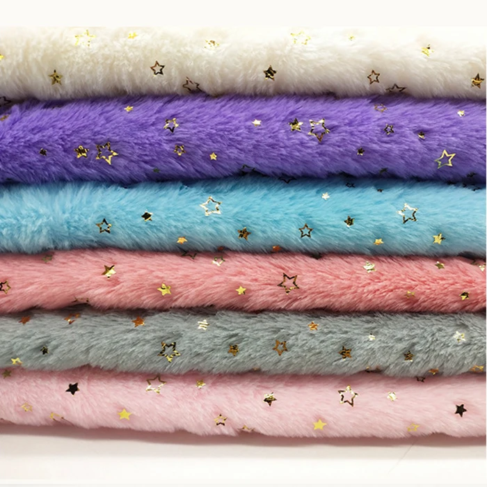 Factory Direct Wholesale single color Double Colors gold stamping 100% Polyester Plush PV Fabric for Toys Pet Home Textile