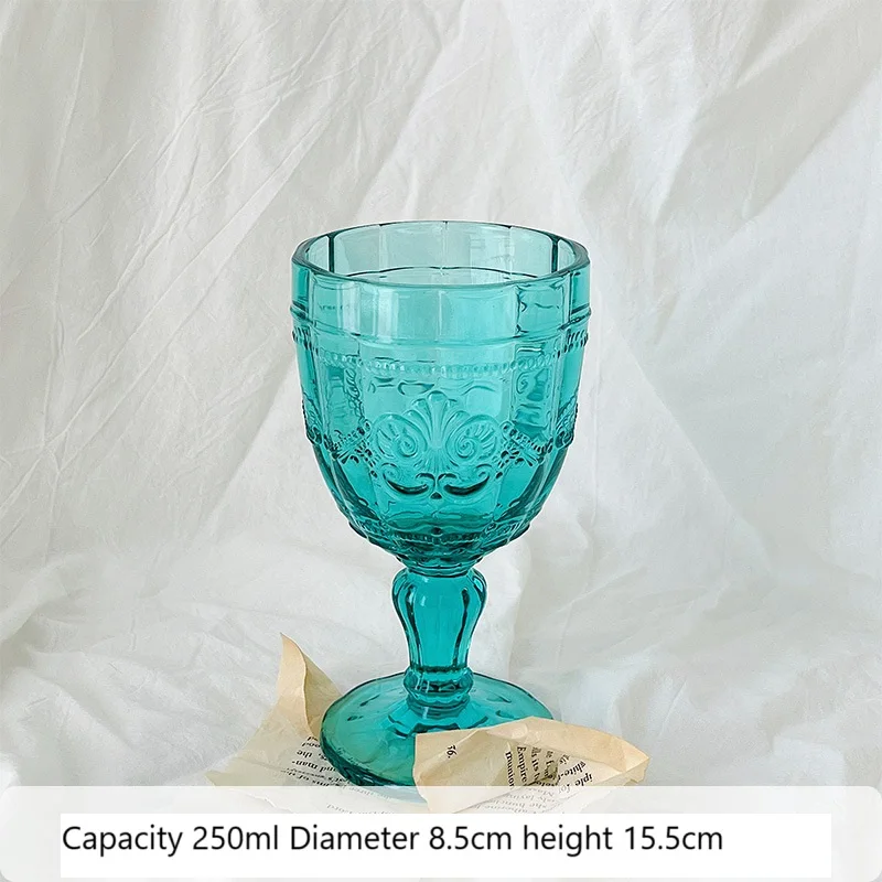 Mediterranean Style Crystal Embossed Wine Goblet Cocktail Champagne Ripple Wine Glass Colorful With Gift Box for Wedding