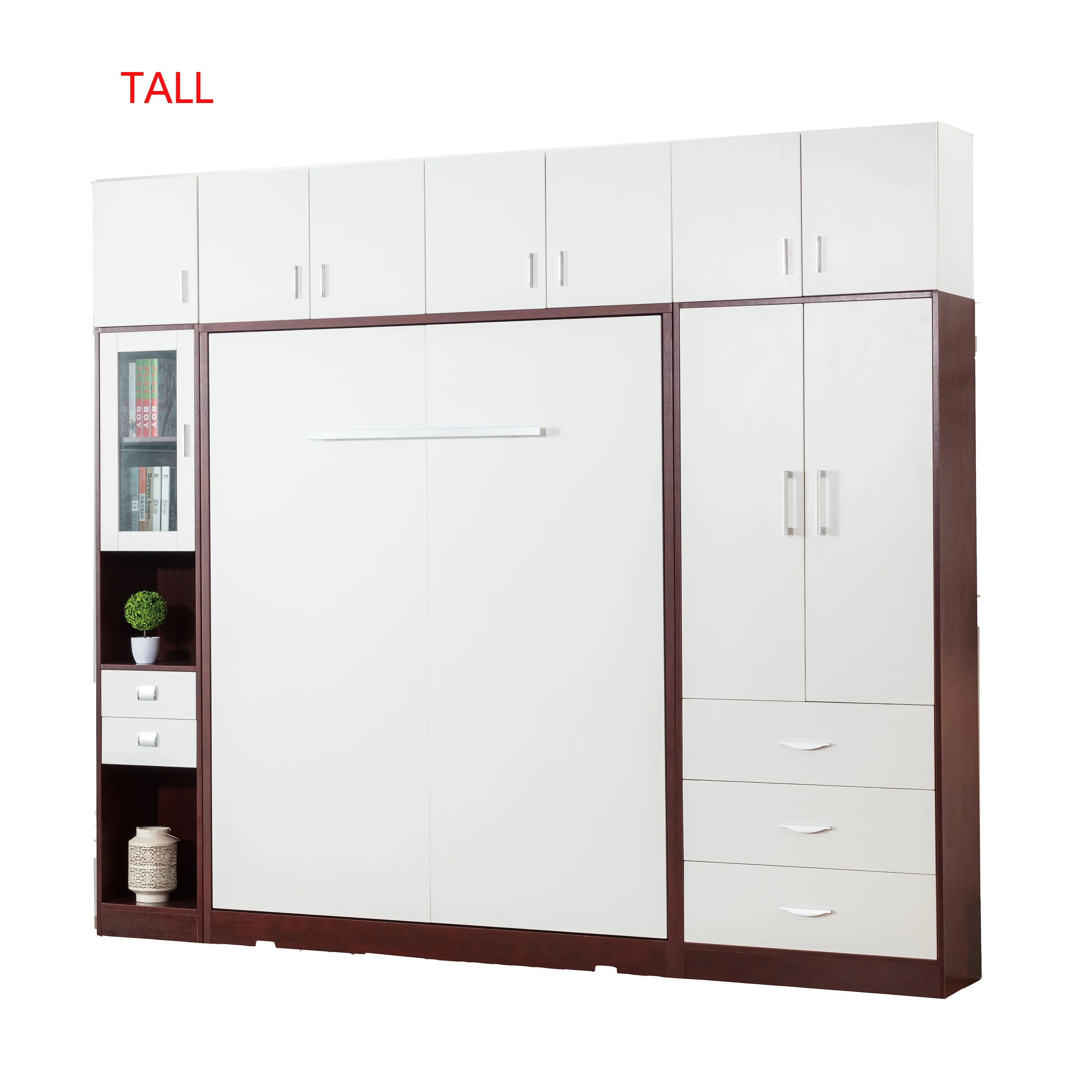 Full size murphy bed saving space hidden smart furniture folding wooden wall bed mechanism