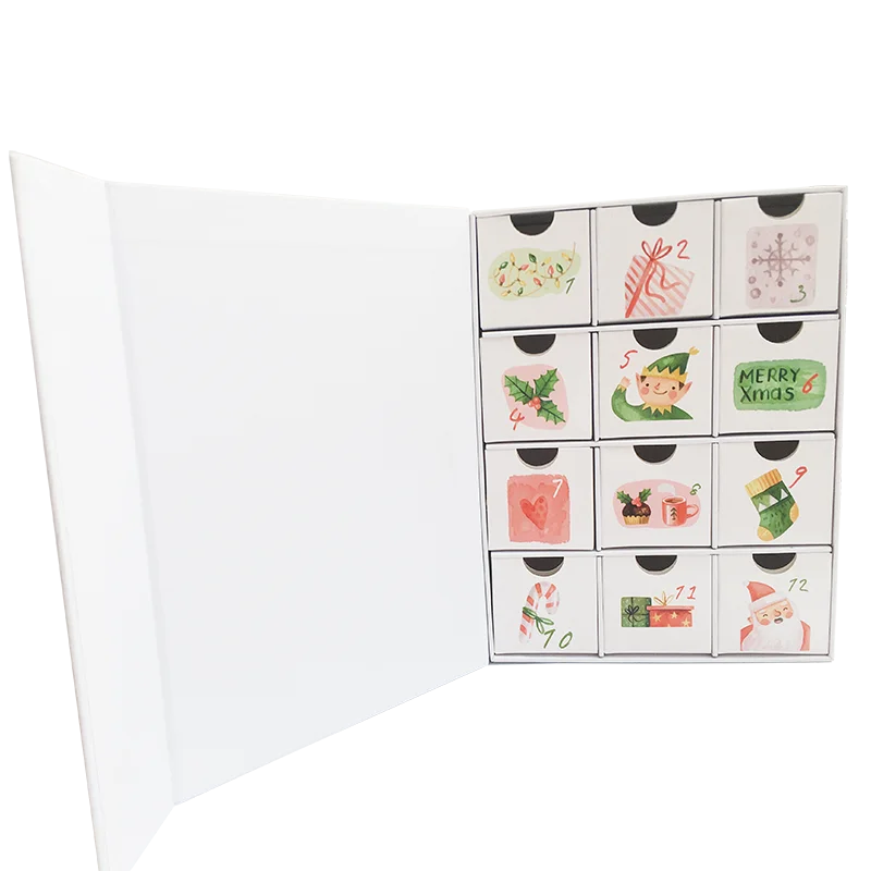 Custom Design Advent Calendar Box 12 Countdown Days Package Box Advent Calendar Bracelet Christmas Jewellery Advent Calendar