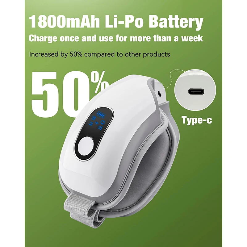 Smart Heated Eye Massage Glasses with 6 Mode Bluetooth for Migraines Improve Sleep Eye Massager