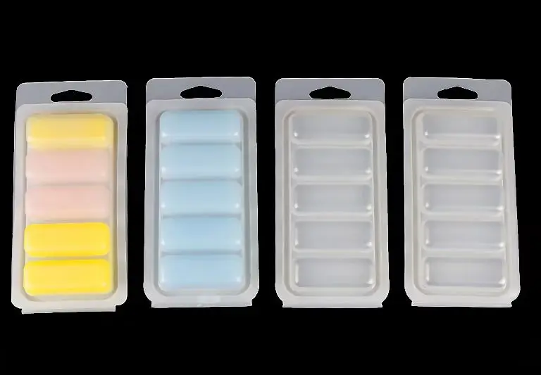 Custom Round Flower Shape 6 Compartment Clamshell Bar Wax Melt Packaging Plastic Wax Melt Molds Cube Clamshell Packaging