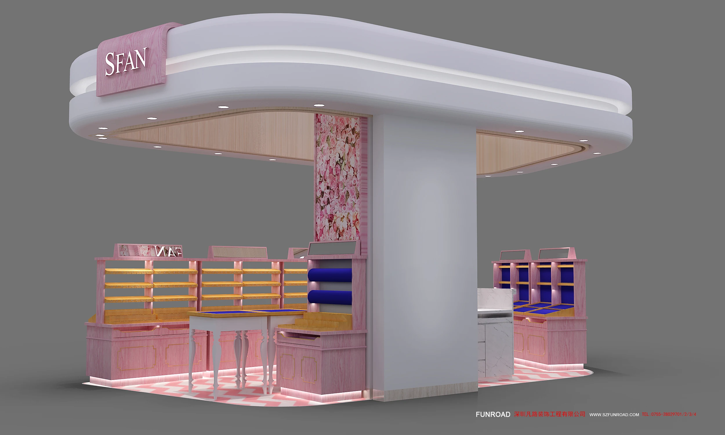 Роскошный Розничный торговый центр для макияжа/косметики/ухода за кожей/парфюмерный витринный киоск дизайн косметического магазина