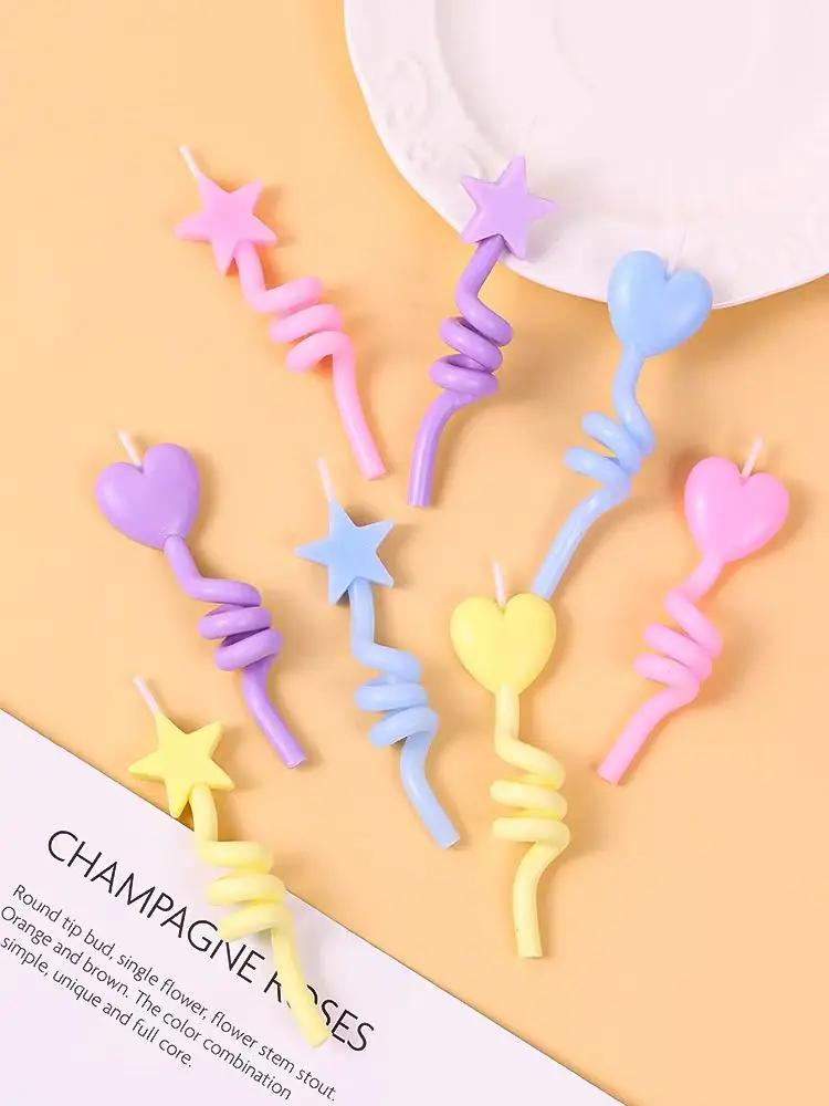 Creative spiral candles Heart and star shaped Birthday Candles to light up happy hours