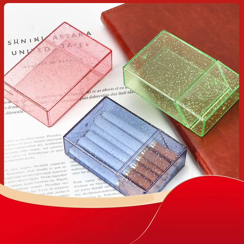 Portable Waterproof Shining Plastic Cigarette Case Open Cover Soft Pressure Resistant Acrylic Cigarette Storage Case