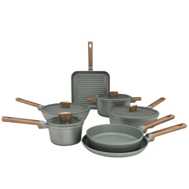 Non Stick Exclusive customization OEM Die Cast Aluminum Cookware Set Pots And Pans Set For Induction Cooker