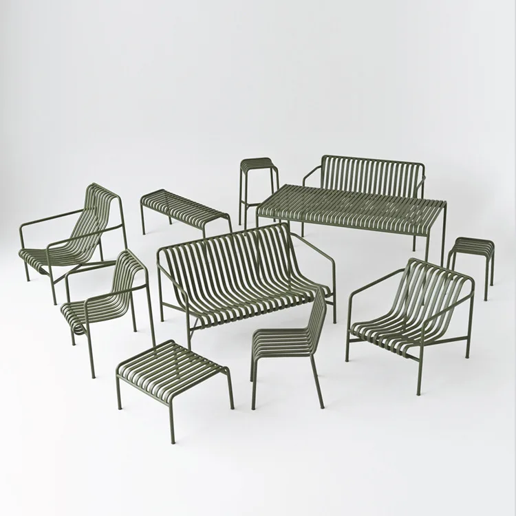 bubble tea shop wrought iron outdoor table chair bench American casual back chair balcony courtyard coffee table