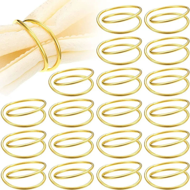 2023 summer new arrival metal round gold luxury napkin rings for table decoration