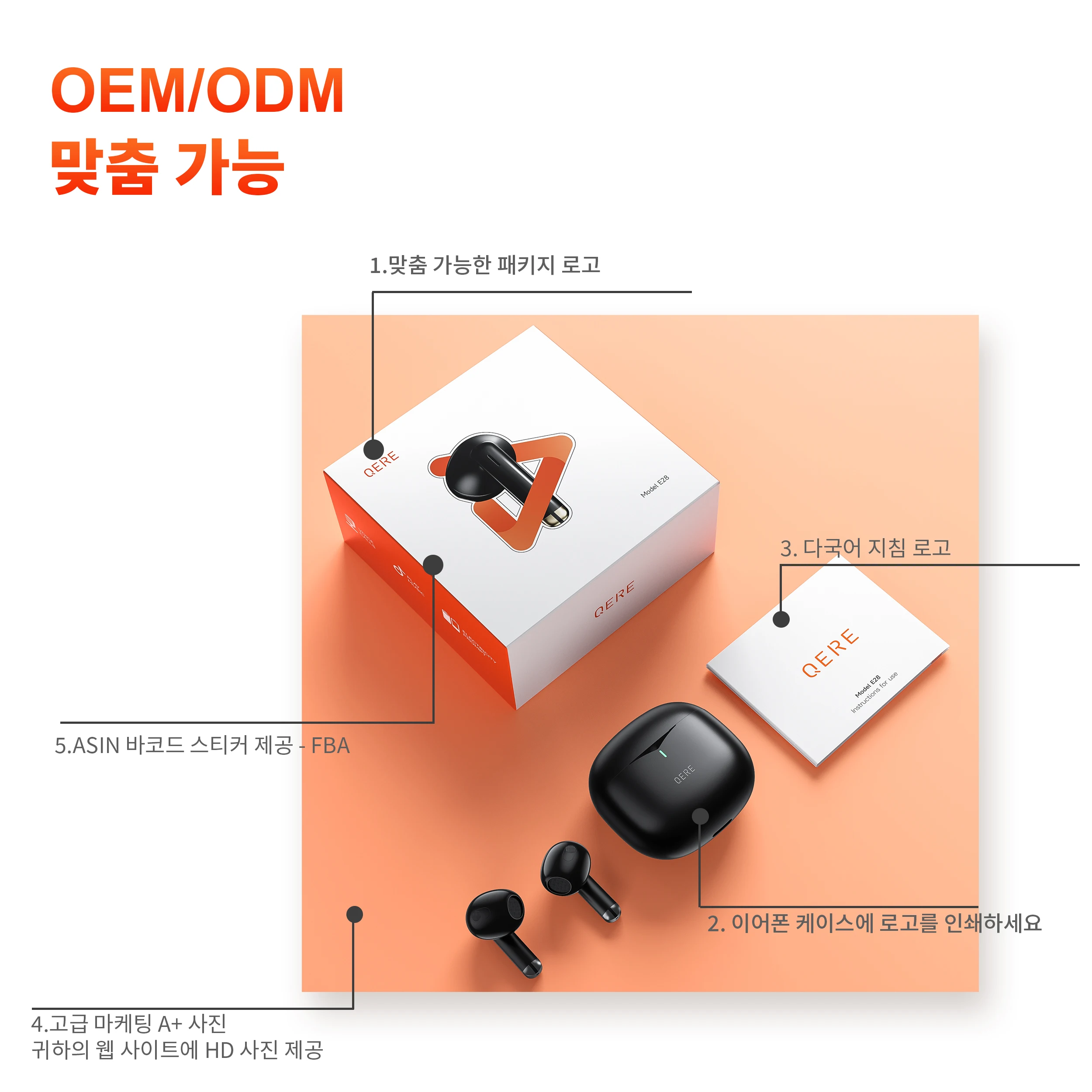 Ship From South Korea QERE Wireless True Stereo Waterproof Sport Gaming In Ear TWS Headset Earbuds Wireless Earphones Headphone