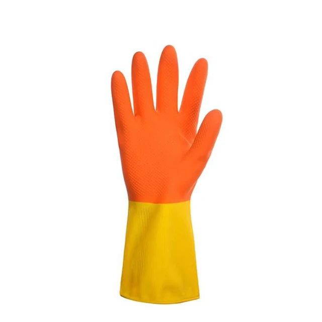 Wholesale Two-color Waterproof Acid Alkali Resistant Labor Protection Rubber Latex Household Gloves