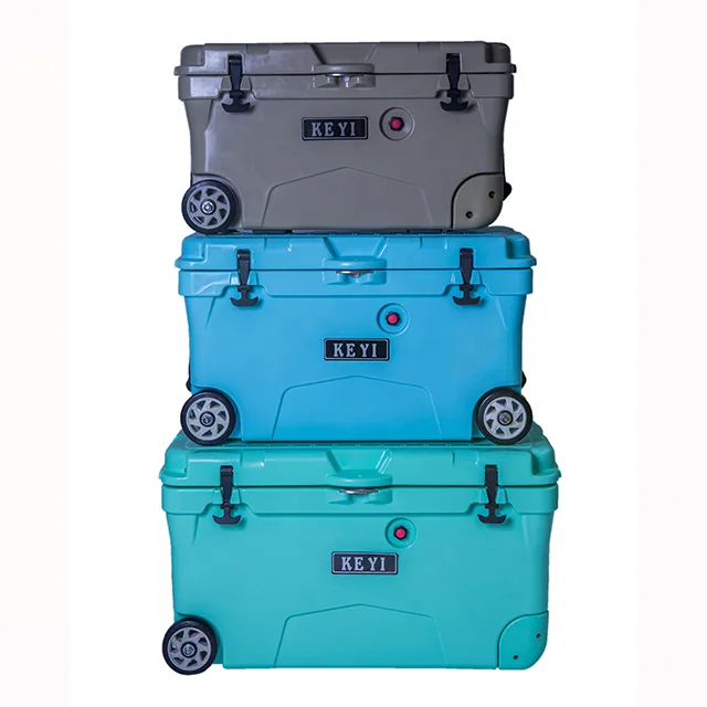 2021 50-120QT изолированный жесткий вращающийся охлаждающий контейнер для льда для кемпинга на открытом воздухе рыбалки с колесами
