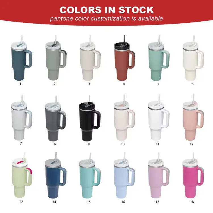 Custom Logo Print Coated Stainless Steel 40OZ Travel Mug Tumbler Cup With Handle For Stanley Cup Vaso Aislado Gobelet Isotherme