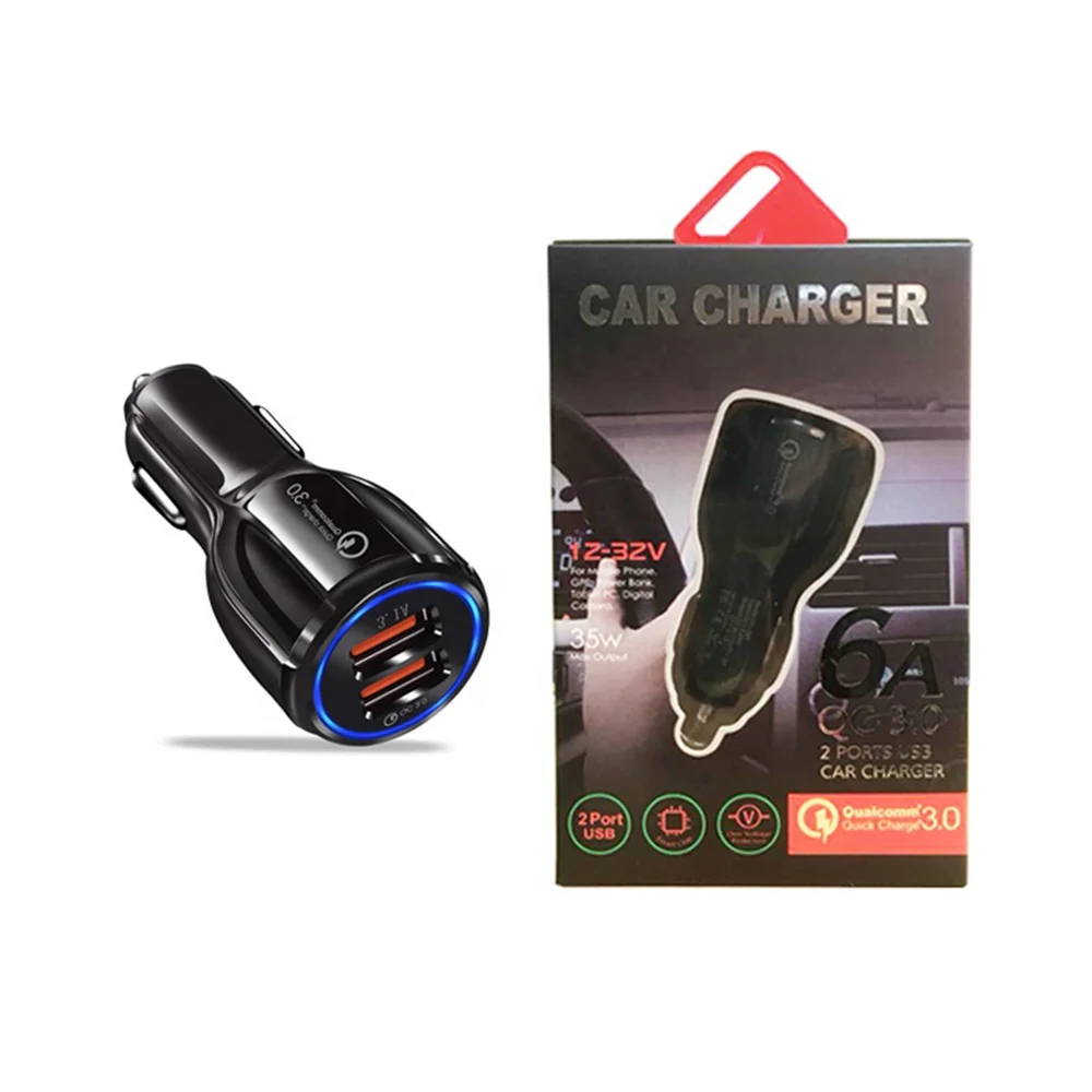 
New Promotional QC 3.0 Fast Charging Dual USB Car Mobile Charger 