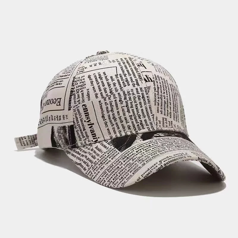ins hat spring and summer college retro personality newspaper pattern baseball cap.gorras