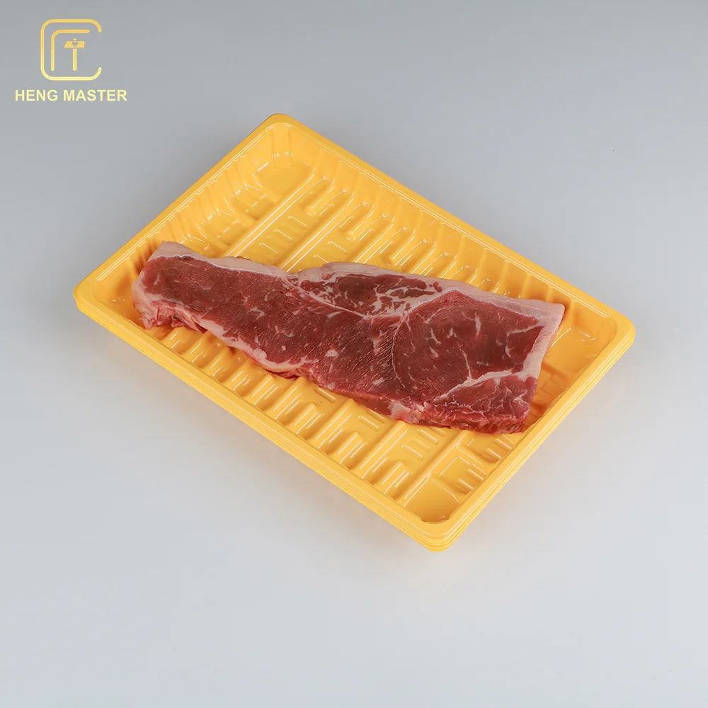 Hengmaster Custom Food Packaging Blister Yellow Sausages Thin BBQ Beef Tray Box Container