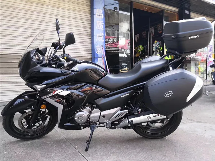 PP Side Box With LED Light Mat Black Cover Red Ref With Handle Bar Brackrest Tail box Reflecting Sheet Motorcycle Rear Box