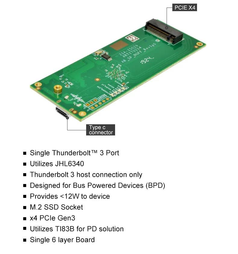  Корпус Panto NVMe Thunderbolt 3 Внешний M.2 PCI-e SSD к ридеру для 2280 М. 2 (ключ M)