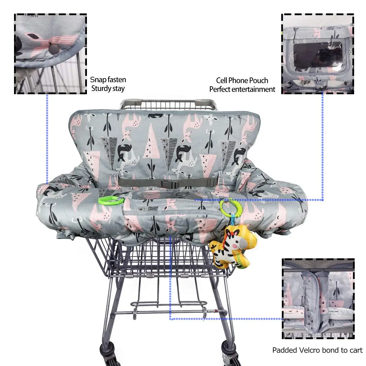 Customized Baby Shopping Cart Cover New Baby Products OEM 2-in-1 Baby Shopping Cart Cover High Chair Cover