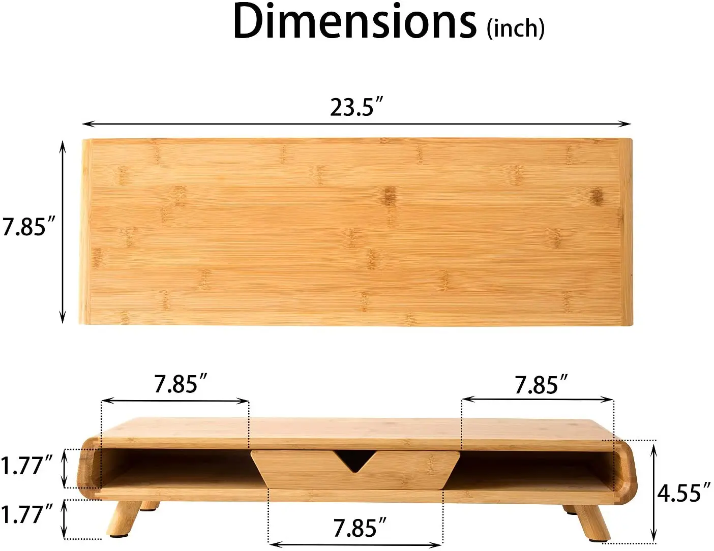 2022 Wood Bamboo Dual Computer Monitor Riser Desktop Screen Laptop Monitor Stand