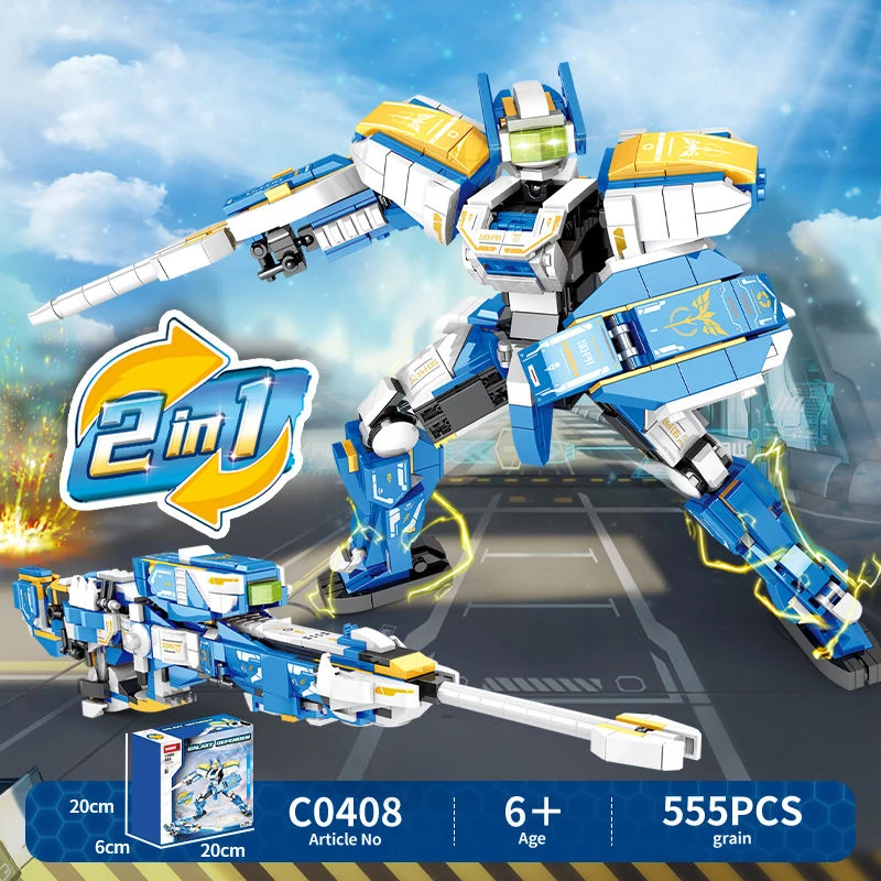 HW TOYS 560PCS Student Child Armored Deformation Robot Model Building Blocks Brick Galaxy Defender Robots Birthday Gift