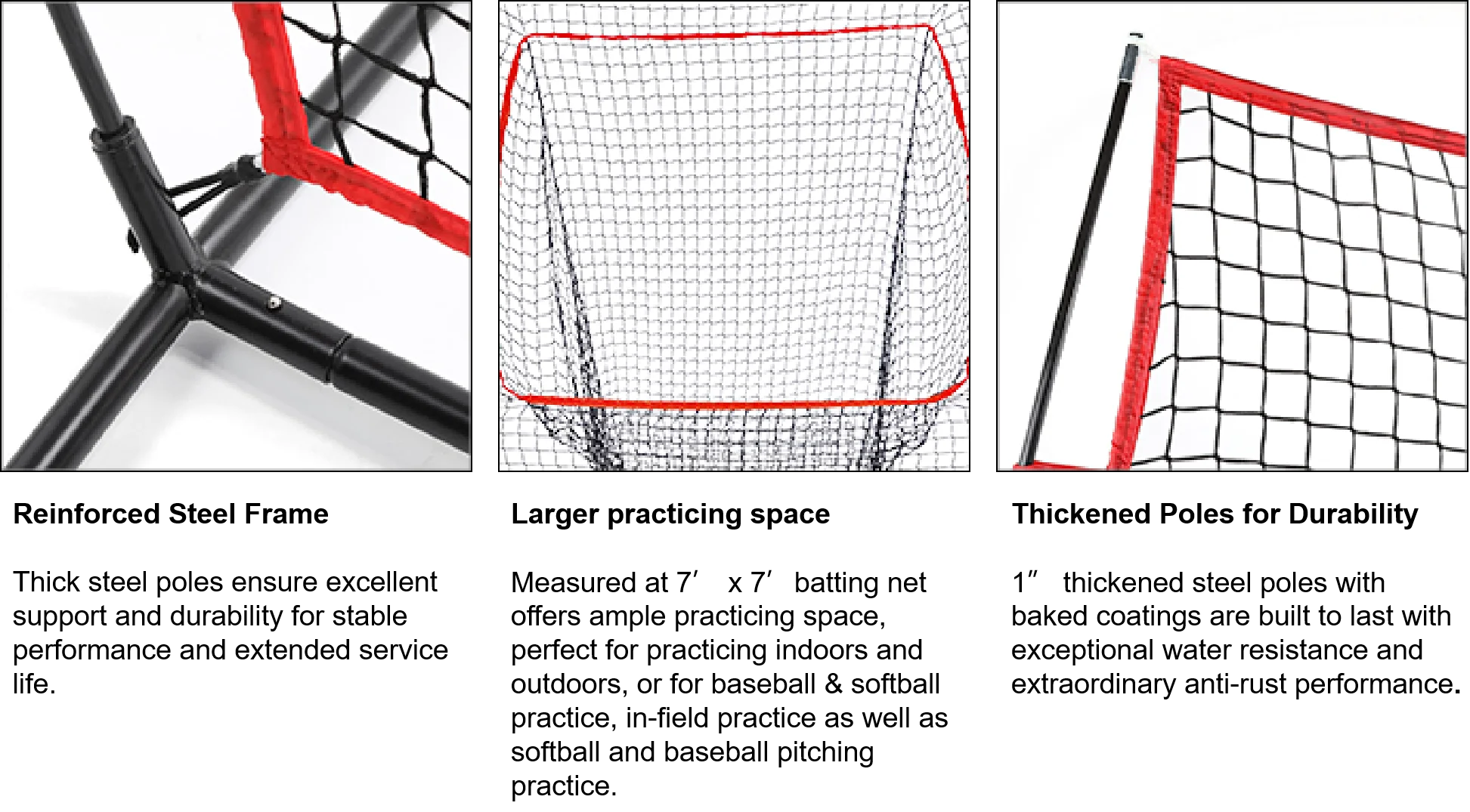 JBN004D Low Price Hot Selling 7x7 Feet Portable Hitting Batting Training Net with Baseball Softball Batting Tee