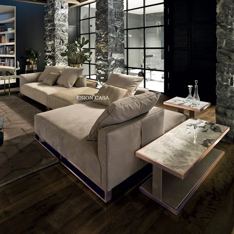 New design Italiian 7 seater sofa set designs villa modern couch living room sofa home furniture