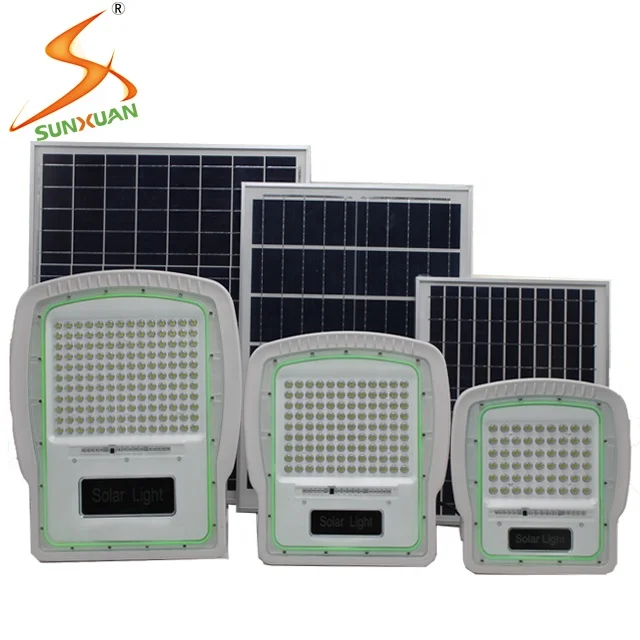 Split white housing aluminum led solar flood light with flashing light remote control function