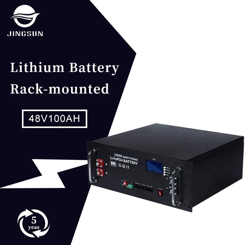Jingsun easy installation 48v 100ah Rack mounted lifepo4 battery high Battery Protection LCD Display Screen for home use