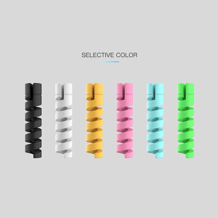 4 in1 Colorful Silicone Data Line Charger USB Spiral de Cable Protector