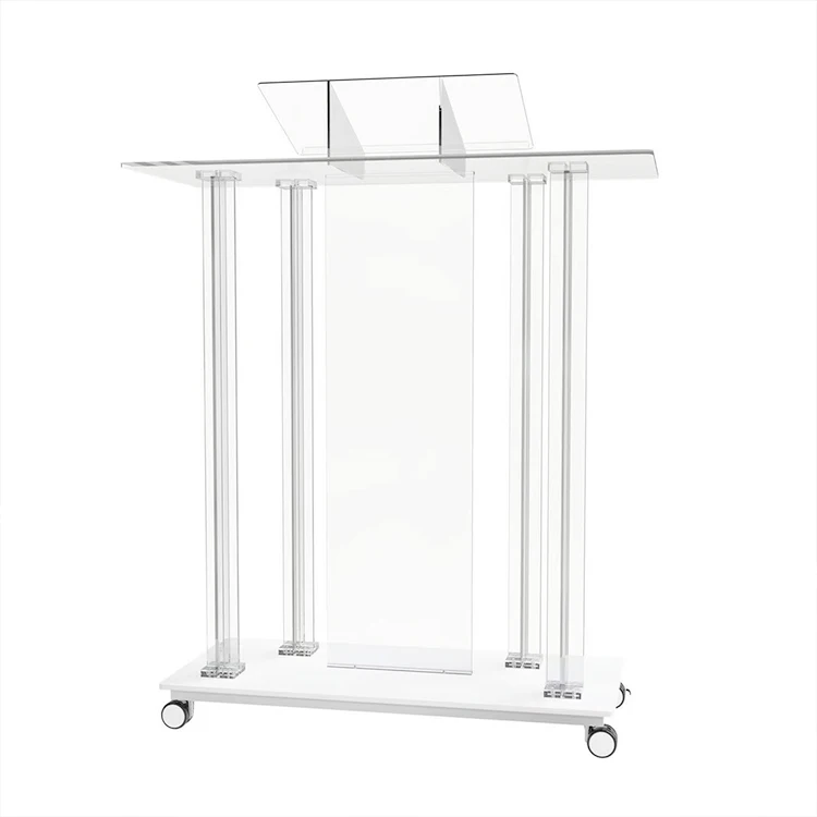 Acrylic pulpit Acrylic Standing Movable Lecture Podium Acrylic Podium Clear Lectern Church Pulpit with Shelf Easy Tall Lectern