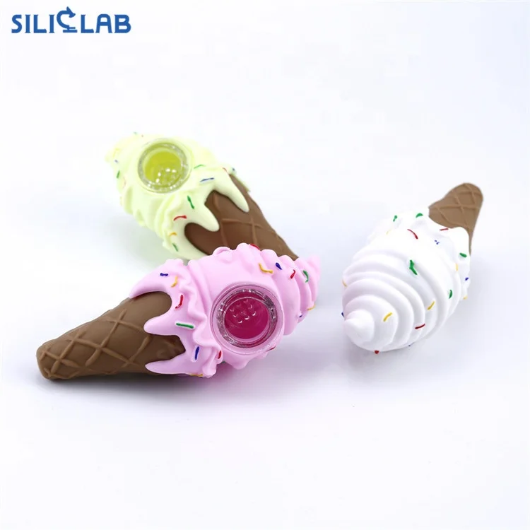 Food Grade Ice Cream Silicone Smoking Pipe for Smoking