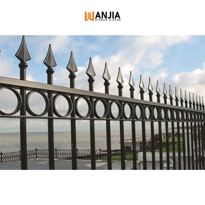Standard certified customised outdoor wrought iron fence security iron railing metal garden fence grill security fence