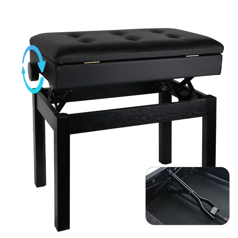 CT-509 Modern Adjustable Black Bookecase Wood Piano Bench Piano Stool Piano Chair