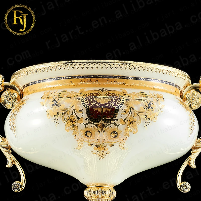 Uzbek Kazak Skidki Fruit Bowl European Porcelain Dinner Sets Idishlar Glass Gold Pattern Chinni Posuda Dinnerware Sets
