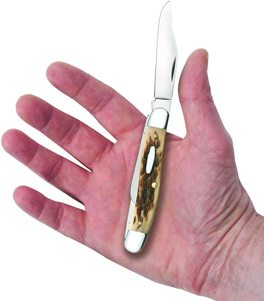 Folding Pocket Knife 3 Blade Stockman 3 7/8 Inches Closed (Amber Bone)