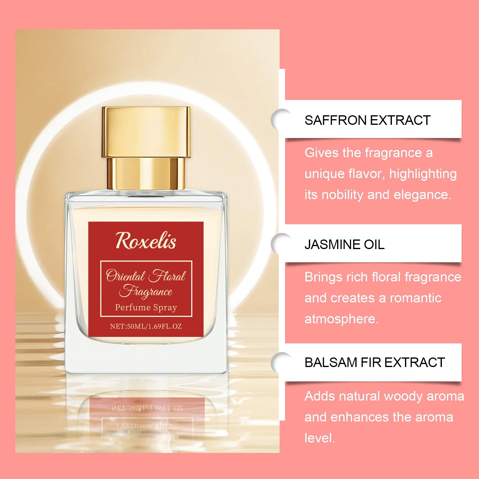 Oriental Floral Body Spray Perfume for Women Fresh and Elegant Rose Scent Convenient Portable Fragrance Mist