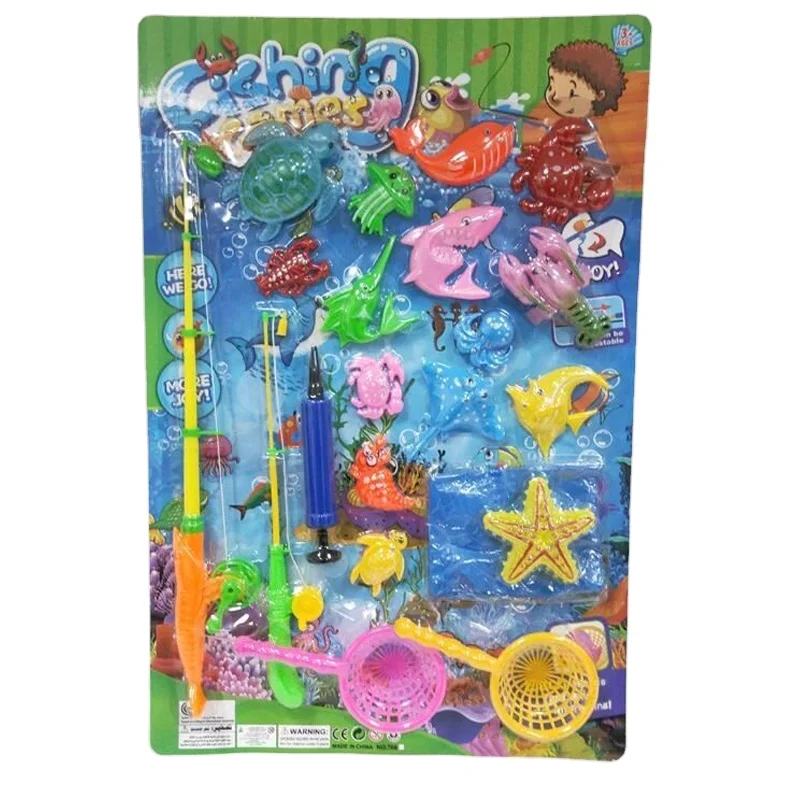 Magnetic fishing Toy Plastic Floating Fish Toddler Color Ocean Sea Animals Turtle starfish shrimp Sea bottom animal glow toy