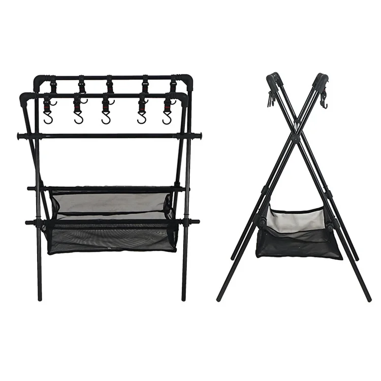 Portable Hanging Cooking Grill Rack Collapsible Multifunction Camping Hanging Rack for Outdoor BBQ Picnic