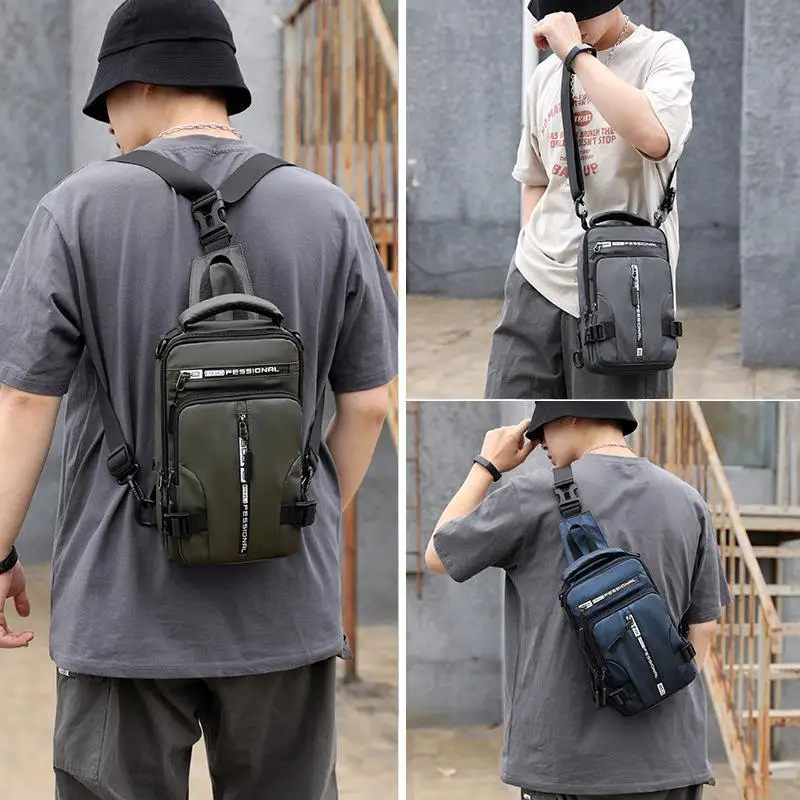 New Fashion Durable USB Charging Port Causal Men Crossbody Shoulder Sling Outdoor Travel Hiking Chest Bag with Multifunctional