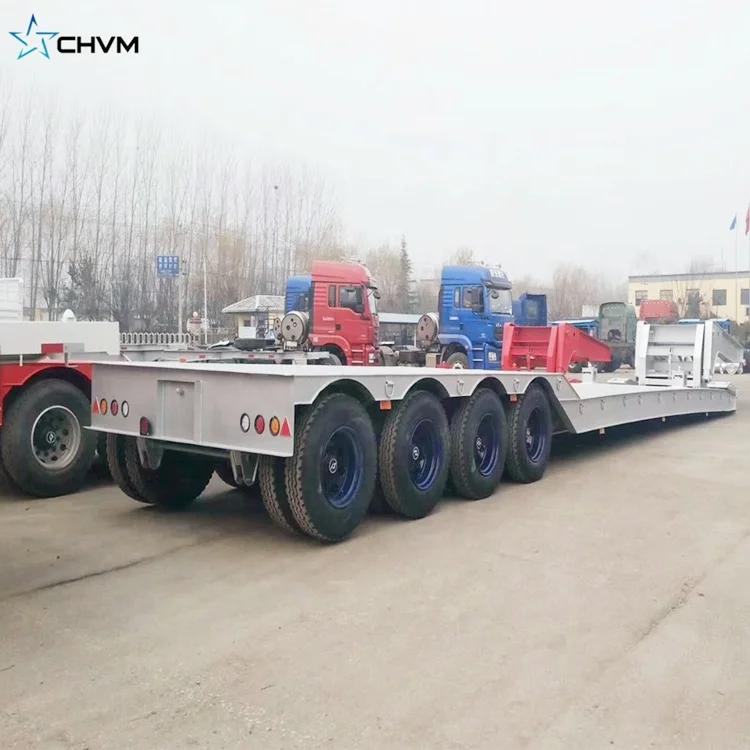 Новый четырехосный прицеп 100T 150T 200T Lowboy, съемный прицеп с низкой платформой