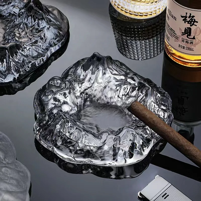 Round custom logo marley crystal smoking cigarette luxury cigar ashtray glass